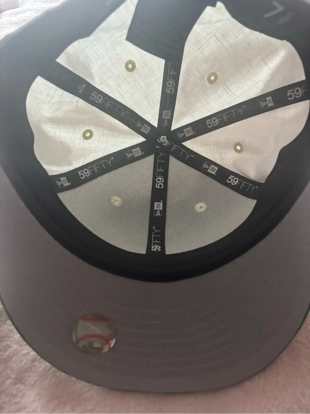 New Era White and Green NY Yankees Fitted Cap with Red Accent